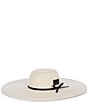 Le' AL.X Logo Leather Patch Paper Woven Oversized Brim Sun Hat, Color:Blonde - Image 1