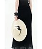 Le' AL.X Logo Leather Patch Paper Woven Oversized Brim Sun Hat, Color:Blonde - Image 3
