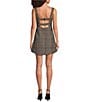 Le' AL.X Wool Blend Knit Glen Plaid Sweetheart Neck Tank Strap Bustier Mini Coordinating Dress, Color:Glen Plaid - Image 2