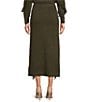 Le' AL.X Alpaca Wool Blend Knit Fringed High Rise Pencil Sweater Coordinating Maxi Skirt, Color:Hunter Green - Image 2