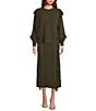 Le' AL.X Alpaca Wool Blend Knit Fringed High Rise Pencil Sweater Coordinating Maxi Skirt, Color:Hunter Green - Image 3