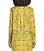 Le' AL.X Bandana Print Collared Long Sleeve Button Down Satin Coordinating Blouse - Image 2