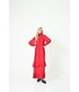 Le' AL.X Chiffon Ruched Mock Neck Long Blouson Sleeve Tiered Ruffle Shift Maxi Dress - Image 6