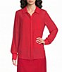 Le' AL.X Collared Long Sleeve Sheer Button Up Top - Image 1