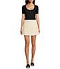 Color:Pearl - Image 3 - Coordinating High Rise Pocketed Mini Wrap Skirt