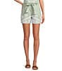 Le' AL.X Embroidered Linen High Rise Tie Waist Pocketed Trouser Coordinating Shorts, Color:Seaglass - Image 1