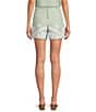 Le' AL.X Embroidered Linen High Rise Tie Waist Pocketed Trouser Coordinating Shorts, Color:Seaglass - Image 2