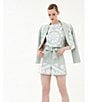 Le' AL.X Embroidered Linen High Rise Tie Waist Pocketed Trouser Coordinating Shorts, Color:Seaglass - Image 5