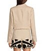 Color:Flax - Image 2 - Coordinating Notch Lapel Cropped Embroidered Linen Coordinating Blazer