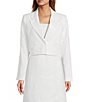 Le' AL.X Embroidered Linen Notch Lapel Long Sleeve Button Front Cropped Coordinating Blazer, Color:White - Image 4