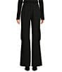 Le' AL.X Woven Crepe High Rise Pleated Front Cargo Suit Wide Leg Coordinating Pants, Color:Black - Image 1