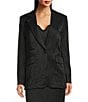 Le' AL.X Crinkle Notch Lapel Long Sleeve Button Front Coordinating Blazer, Color:Black - Image 2