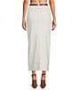 Le' AL.X Denim Pick Stitch High Waist Back Slit Opening Pencil Maxi Skirt, Color:White - Image 2