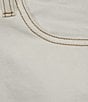 Le' AL.X Denim Pick Stitch High Waist Back Slit Opening Pencil Maxi Skirt, Color:White - Image 3
