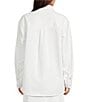 Le' AL.X Denim Point Collar Button Front Dropped Long Sleeve Oversized Coordinating Overshirt, Color:Ecru - Image 2