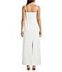 Le' AL.X Denim Square Neck Spaghetti Strap Back Split Hem Column Coordinating Maxi Dress, Color:Ecru - Image 2