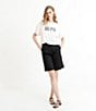 Color:Black - Image 5 - High Rise Linen Bermuda Trouser Shorts