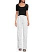 Le' AL.X High Rise Tie Front Cargo Chino Pant, Color:Ivory - Image 3