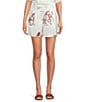Le' AL.X Horse Motif Satin High Rise Coin Pocket Trouser Coordinating Shorts, Color:Ecru/Spice - Image 1