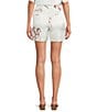 Le' AL.X Horse Motif Satin High Rise Coin Pocket Trouser Coordinating Shorts, Color:Ecru/Spice - Image 2