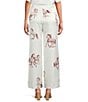 Le' AL.X Horse Print Satin High Waisted Pleated Front Wide Leg Coordinating Pants, Color:Ecru/Spice - Image 2