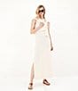 Le' AL.X Jersey Stretch Knit Crew Neck Sleeveless Coordinating Shift Maxi Dress, Color:Ivory - Image 6