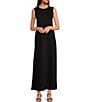 Color:Black - Image 1 - Jersey Stretch Knit Crew Neck Sleeveless Coordinating Shift Maxi Dress