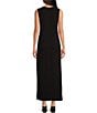 Color:Black - Image 2 - Jersey Stretch Knit Crew Neck Sleeveless Coordinating Shift Maxi Dress
