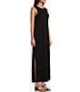 Color:Black - Image 3 - Jersey Stretch Knit Crew Neck Sleeveless Coordinating Shift Maxi Dress