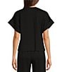 Le' AL.X Knit Crew Neck Drop Short Cuff Sleeve Coordinating Tee, Color:Black - Image 2