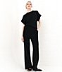 Le' AL.X Knit High Rise Trouser Lounge Coordinating Pants, Color:Black - Image 5