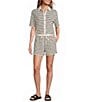 Le' AL.X Knit Striped Collared Short Sleeve Button Front Coordinating Shirt - Image 3