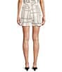 Le' AL.X Knot Print Woven High Rise Coin Pocket Pleated Trouser Coordinating Shorts, Color:Ivory/Black - Image 2