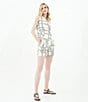 Le' AL.X Knot Print Woven High Rise Coin Pocket Pleated Trouser Coordinating Shorts, Color:Ivory/Black - Image 5