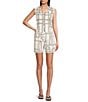 Le' AL.X Knot Print Woven V-Neck Sleeveless Button Front Coordinating Vest, Color:Ivory/Black - Image 3