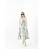 Le' AL.X Knot Print Woven V-Neck Sleeveless Button Front Coordinating Vest, Color:Ivory/Black - Image 6