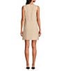 Le' AL.X Linen Blend Embroidered Boat Neck Sleeveless Mod Shift Mini Dress, Color:Flax - Image 2