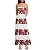Le' AL.X Linen Embroidered Square Neck Sleeveless Spaghetti Strap Column Side Slit Maxi Dress, Color:Ecru/Spice - Image 1