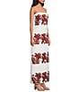 Le' AL.X Linen Embroidered Square Neck Sleeveless Spaghetti Strap Column Side Slit Maxi Dress, Color:Ecru/Spice - Image 3