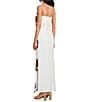Le' AL.X Linen Embroidered Square Neck Sleeveless Spaghetti Strap Column Side Slit Maxi Dress, Color:Ecru/Spice - Image 4