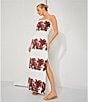 Le' AL.X Linen Embroidered Square Neck Sleeveless Spaghetti Strap Column Side Slit Maxi Dress, Color:Ecru/Spice - Image 6