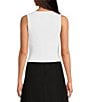 Color:White - Image 2 - Low V Neck Sleeveless Cropped Ribbed Knit Tank Top