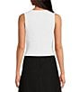 Le' AL.X Low V Neck Sleeveless Cropped Ribbed Knit Tank Top, Color:White - Image 2