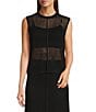 Le' AL.X Mesh Knit Crewneck Sleeveless Coordinating Tank, Color:Black - Image 1