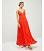 Color:Tangerine - Image 5 - Mesh Sleeveless Deep V Neck Low Back Empire Waist Maxi Dress