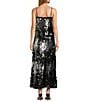 Le' AL.X Mixed Sequin Square Neck Sleeveless Spaghetti Strap Column Maxi Dress, Color:Gunmetal - Image 2