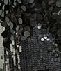 Le' AL.X Mixed Sequin Square Neck Sleeveless Spaghetti Strap Column Maxi Dress, Color:Gunmetal - Image 3