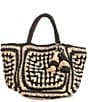 Le' AL.X Natural Paper Raffia Tiered Tassel Tote Bag, Color:Natural/Black - Image 1
