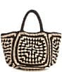 Le' AL.X Natural Paper Raffia Tiered Tassel Tote Bag, Color:Natural/Black - Image 2