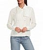 Le' AL.X Notch Collar Long Sleeve Double Breasted Woven Blouse - Image 1
